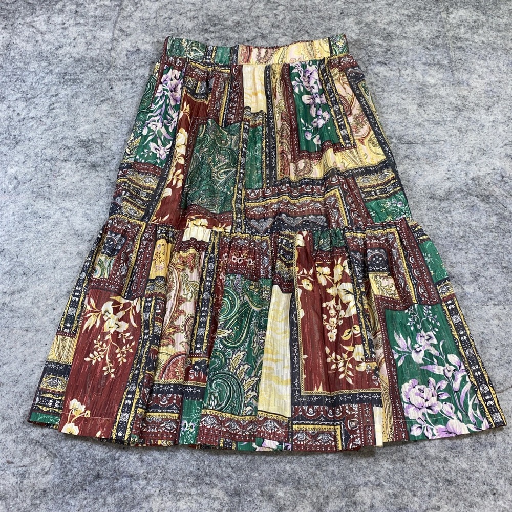 Cupio Maxi Skirt Women's M Multi Paisley Floral Flowy Boho Hippie Beach Peasant